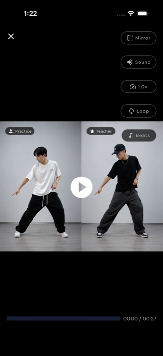 Practice and teacher videos side by side in ChoreoSync